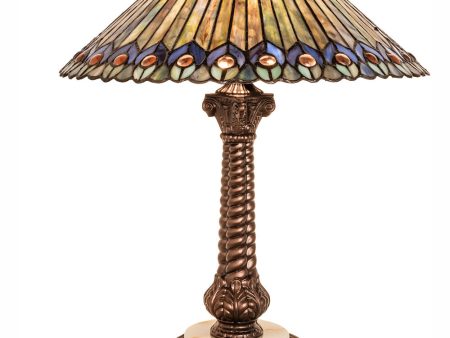 23  High Tiffany Jeweled Peacock Table Lamp Supply