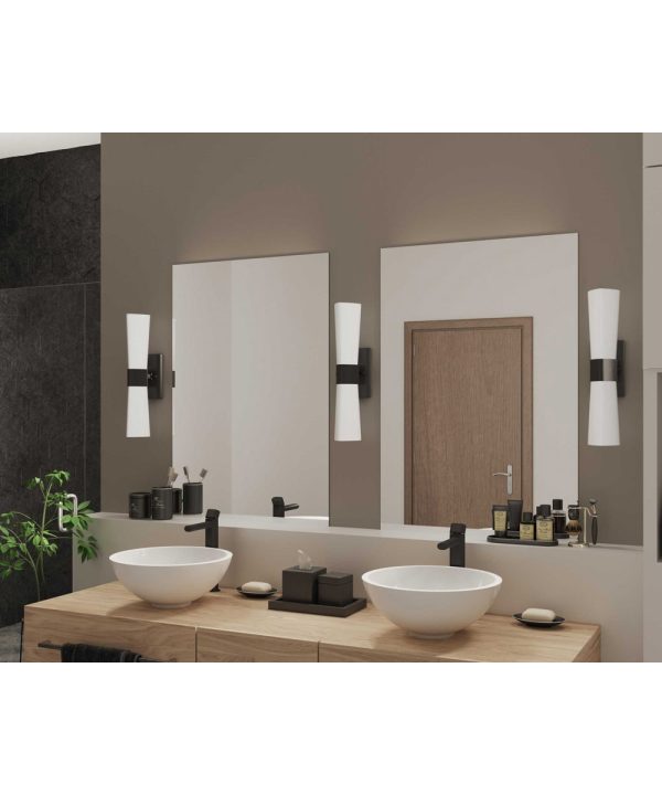 Zura 2-Light Etched Opal Glass Modern Bath Vanity Light Matte Black Online Hot Sale