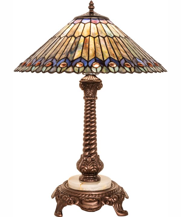 23  High Tiffany Jeweled Peacock Table Lamp Supply