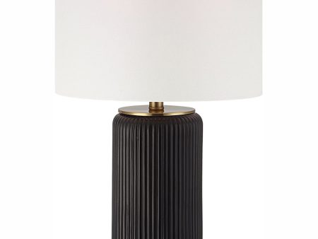 26 H 1-Light Table Lamp Ceramic and Metal in Black and Gold with a Drum Shade Online