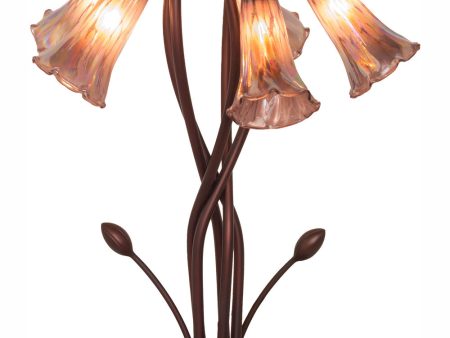 17  High Purple Iridescent Tiffany Pond Lily 5 Light Accent Lamp Online Sale