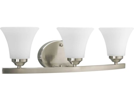 Adorn 3-Light Etched Glass Traditional Bath Vanity Light Brushed Nickel Hot on Sale