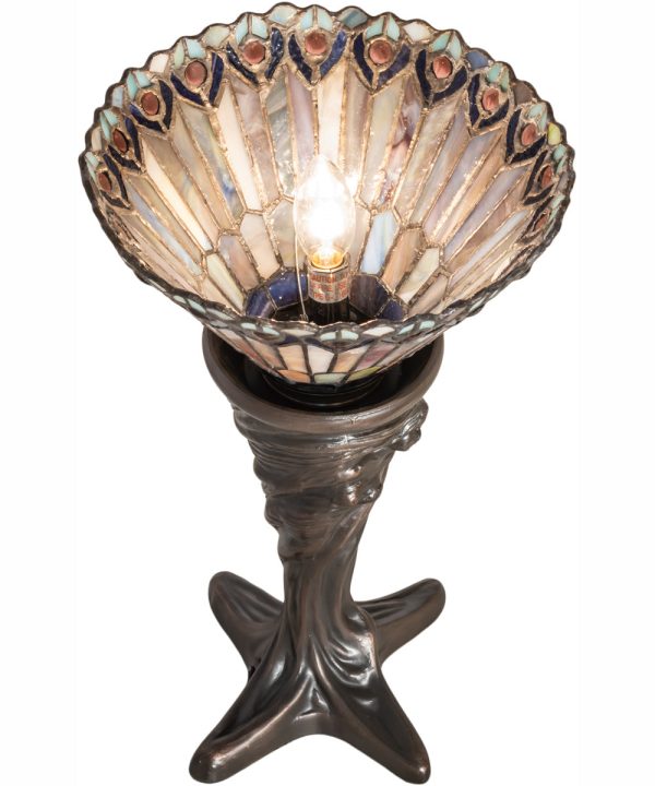 15  High Tiffany Jeweled Peacock Mini Lamp Sale