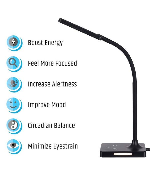 Brilli 21 H Charge Up Circadian LED Desk Lamp Black Finish with Touch Switch, Night Light on Base Discount