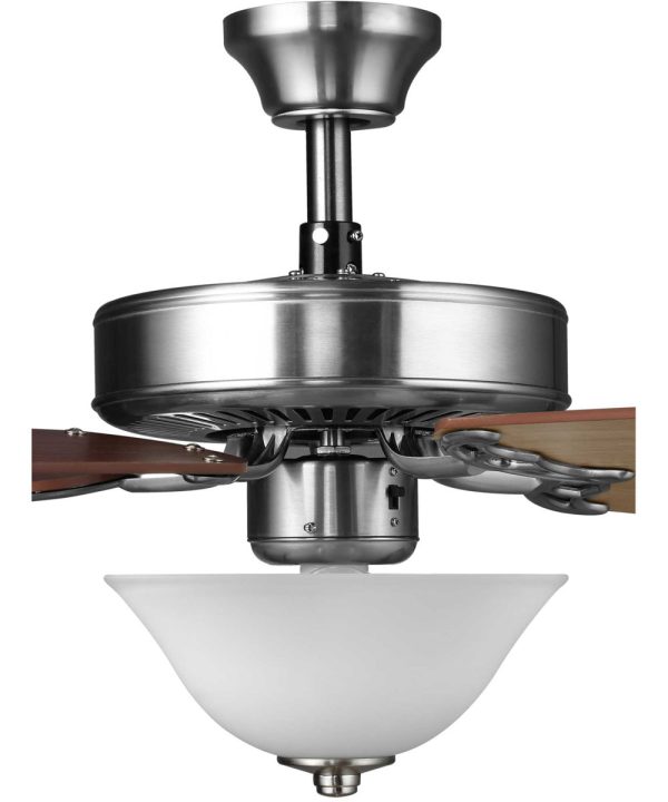 AirPro 52  5-Blade Ceiling fan with White Etched Light Kit Brushed Nickel Online now