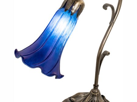 15  High Blue Tiffany Pond Lily Accent Lamp Online now