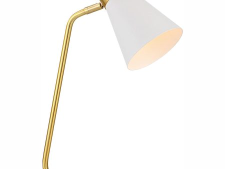 22 H 1-Light Desk Lamp Marble and Metal in Gold and White Marble with a Metal Shade For Sale