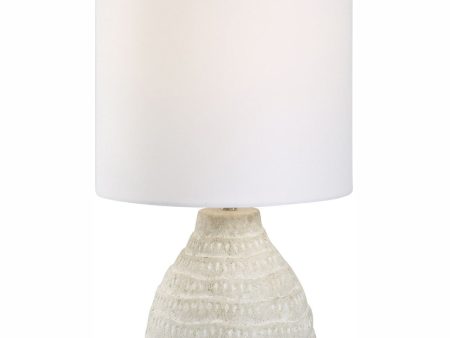 24 H 1-Light Table Lamp Ceramic and Steel in Antique White and Brushed Nickel with a Rolled-Edge Drum Shade Online Sale