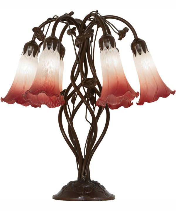 19  High Pink White Tiffany Pond Lily 6 Light Table Lamp Online Sale