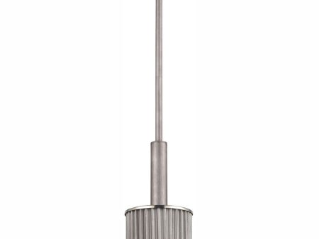 Corrugated Steel 6   Wide 1-Light Mini Pendant - Weathered Zinc For Cheap