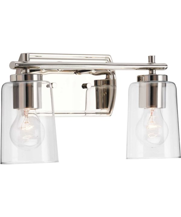 Adley 2-Light Clear Glass New Traditional Bath Vanity Light Polished Nickel For Discount