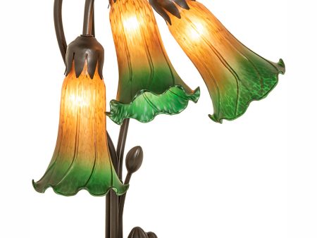 16  High Amber Green Tiffany Pond Lily 3 Light Accent Lamp Online Hot Sale