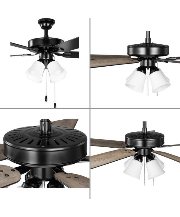 AirPro 52 in. 5-Blade Energy Efficient Rated Ceiling Fan with Light Matte Black For Sale