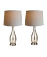 27  Teardrop Lamp Base 2 Pack, Mercury Silver Gold Glass Table Lamp Set with Natural Shades Fashion