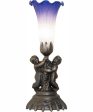 13  High Blue White Tiffany Pond Lily Twin Cherub Accent Lamp Supply