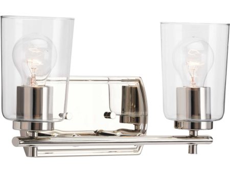 Adley 2-Light Clear Glass New Traditional Bath Vanity Light Polished Nickel For Discount