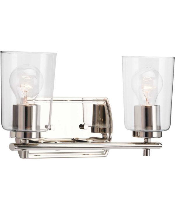 Adley 2-Light Clear Glass New Traditional Bath Vanity Light Polished Nickel For Discount