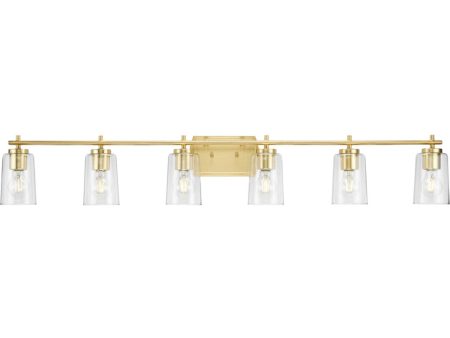 Adley 6-Light New Traditional Clear Glass Bath Vanity Light Satin Brass For Discount