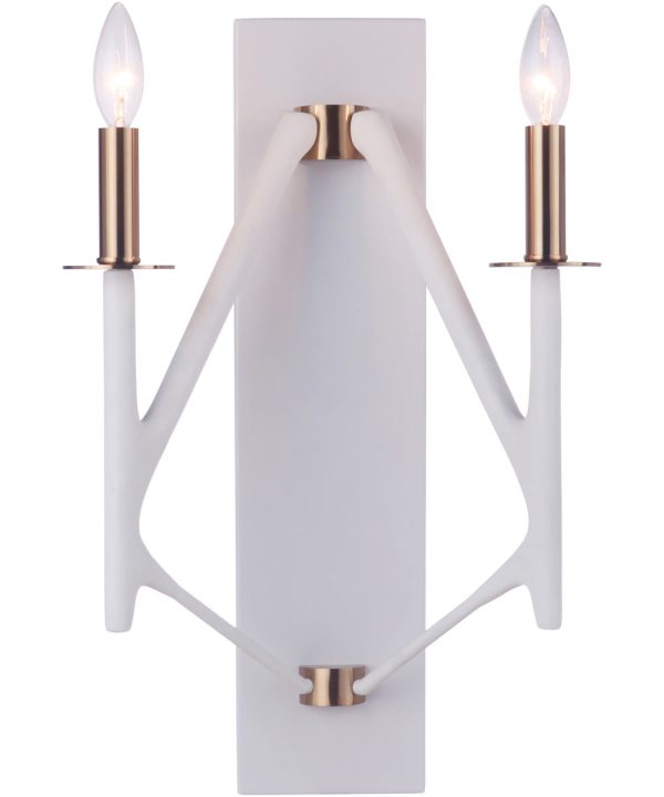 The Reserve 2-Light Wall Sconce Matte White   Satin Brass For Cheap