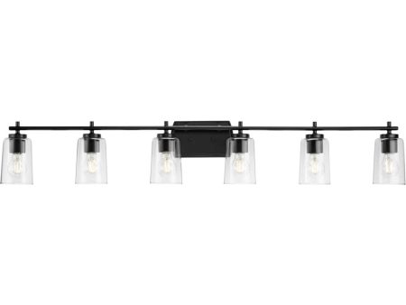 Adley 6-Light New Traditional Clear Glass Bath Vanity Light Matte Black Online now