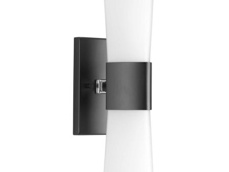 Zura 2-Light Etched Opal Glass Modern Bath Vanity Light Matte Black Online Hot Sale