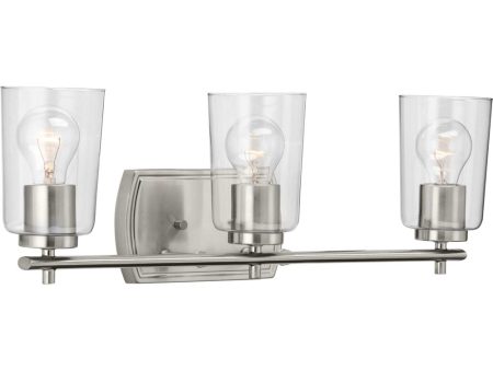 Adley 3-Light Clear Glass New Traditional Bath Vanity Light Brushed Nickel Online now