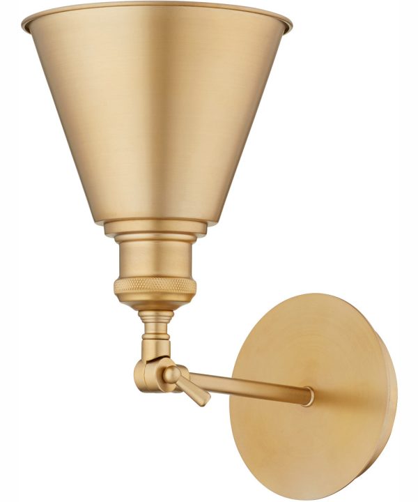 1-light Wall Mount Light Fixture Aged Brass For Discount