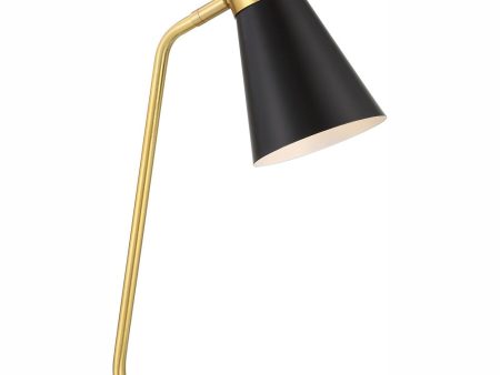 22 H 1-Light Desk Lamp Marble and Metal in Gold and Black Marble with a Metal Shade Cheap