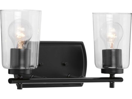 Adley 2-Light Clear Glass New Traditional Bath Vanity Light Matte Black Online Sale