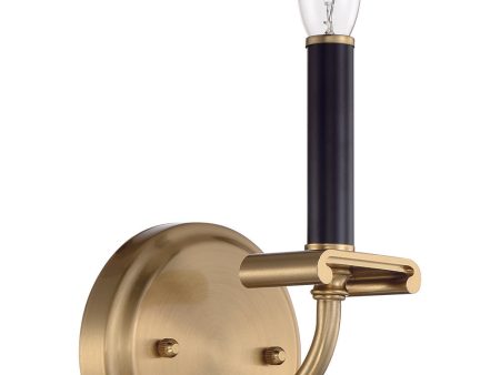 Stanza 1-Light Wall Sconce Flat Black Satin Brass For Discount