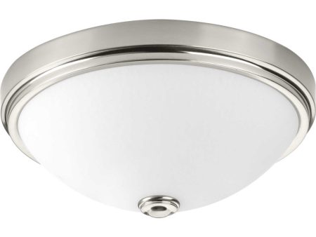 1-Light 13  LED Linen Glass Flush Mount Brushed Nickel For Discount