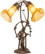 17  Wide Amber Tiffany Pond Lily 2 Light Trellis Girl Accent Lamp Sale