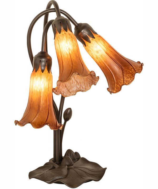 16  High Amber Tiffany Pond Lily 3 Light Accent Lamp Online