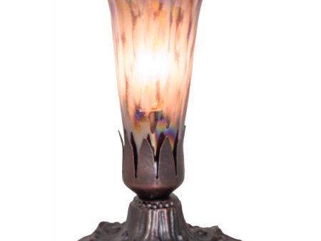 7  High Purple Iridescent Tiffany Pond Lily Mini Lamp Online Sale