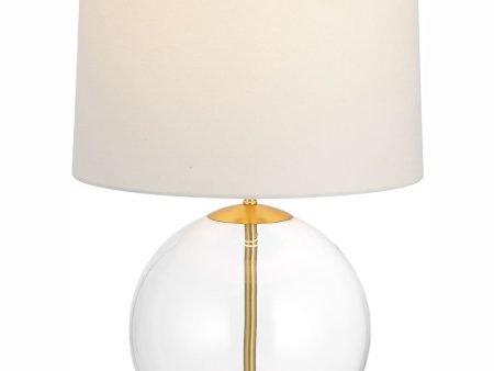 23 H 1-Light Table Lamp Metal and Glass in Clear Glass and Gold with a Round Shade Fashion