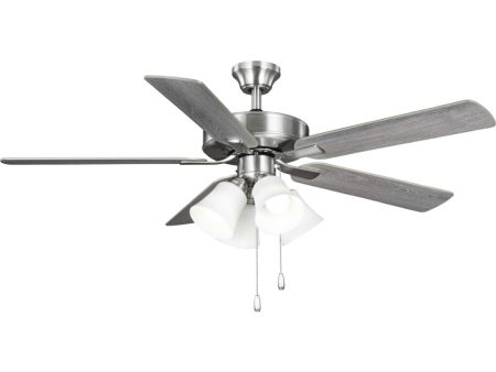 AirPro 52 in. 5-Blade Transitional Ceiling Fan with Light Brushed Nickel Online Sale