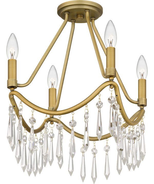 Airedale Small 4-light Semi Flush Mount Aged Brass Sale