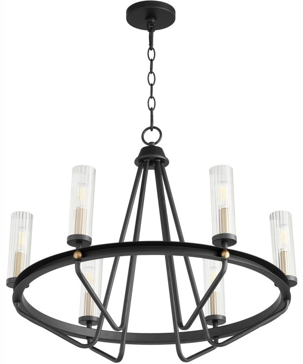 Empire 6-light Chandelier Textured Black w  Aged Brass Online now