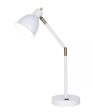 Cresswell 23 H 1-Light Ariculating Adjustable Mid-Century Metal Desk Lamp with Power Outlet, White Finish Cheap