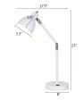 Cresswell 23 H 1-Light Ariculating Adjustable Mid-Century Metal Desk Lamp with Power Outlet, White Finish Cheap