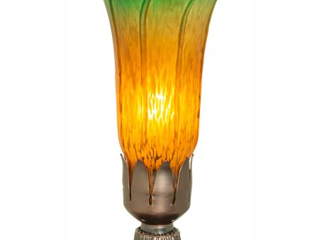 7.5  High Amber Green Tiffany Pond Lily Victorian Accent Lamp Online Sale