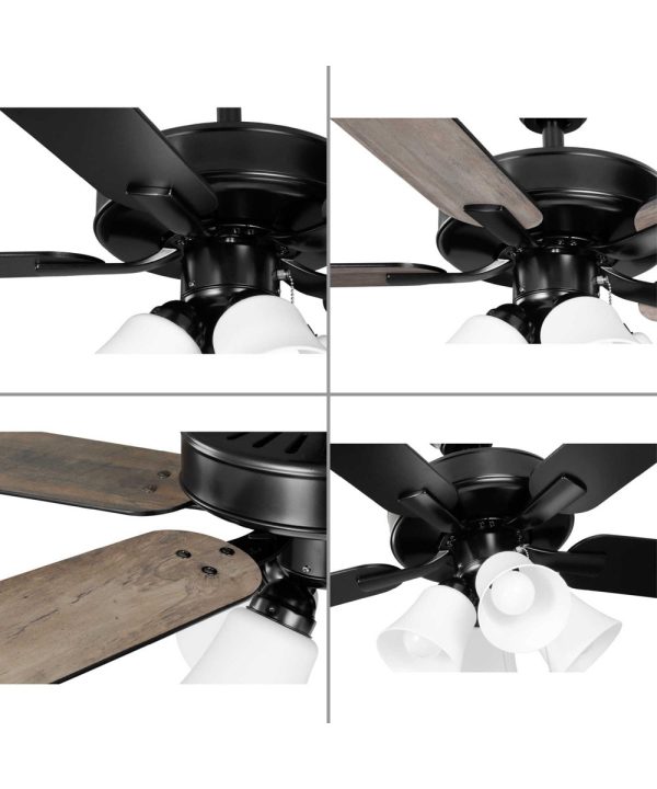 AirPro 52 in. 5-Blade Energy Efficient Rated Ceiling Fan with Light Matte Black For Sale