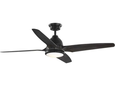 Alleron 4-Blade Antique Black 56-Inch DC Motor LED Urban Industrial Ceiling Fan Flat Black Sale