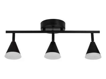 Alsy 19 W 3-Light LED Track Bar Modern Light Fixture, Matte Black with Frosted Acrylic Shades Sale