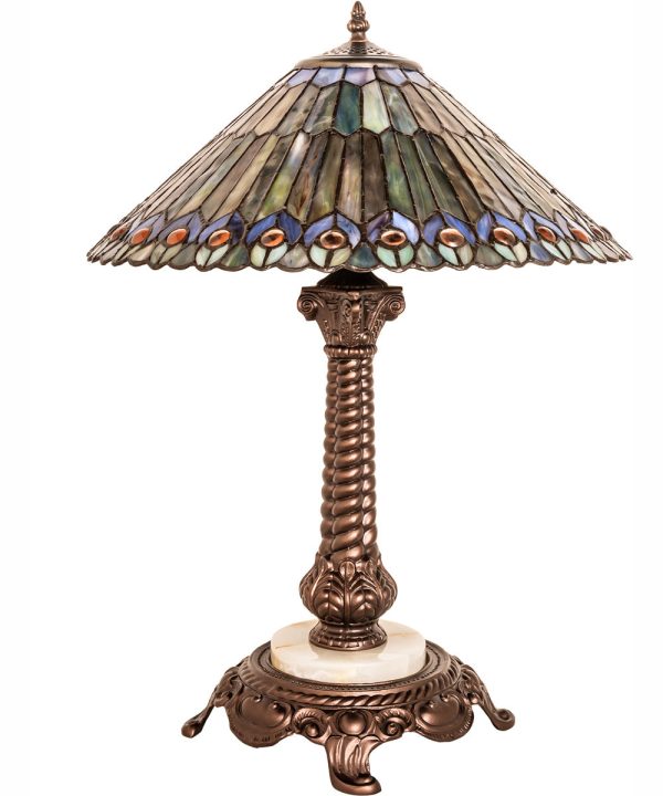 23  High Tiffany Jeweled Peacock Table Lamp Supply