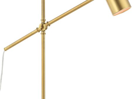 25 H 1-Light Desk Lamp Metal in Brushed Gold with a Metal Shade For Sale