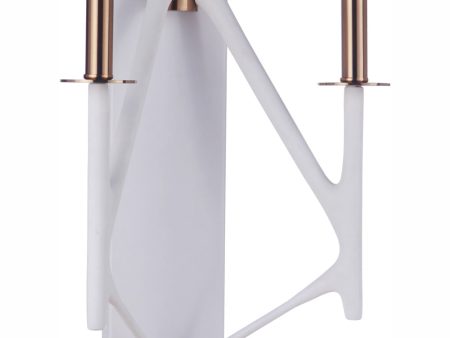 The Reserve 2-Light Wall Sconce Matte White   Satin Brass For Cheap