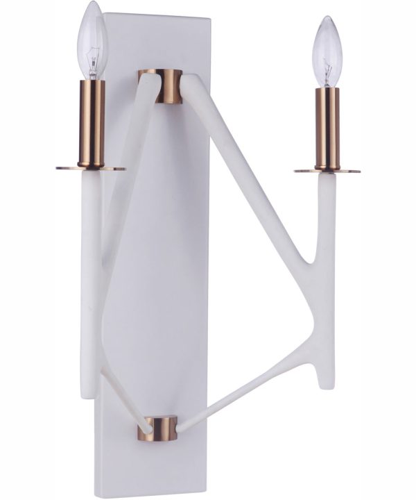 The Reserve 2-Light Wall Sconce Matte White   Satin Brass For Cheap