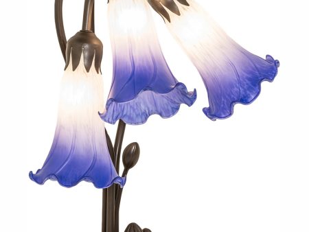 16  High Blue White Pond Lily Tiffany Pond Lily 3 Light Accent Lamp on Sale