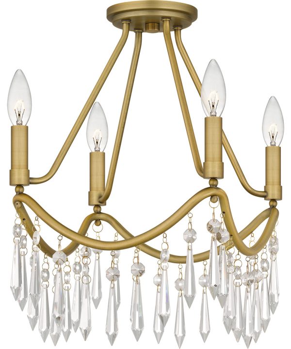 Airedale Small 4-light Semi Flush Mount Aged Brass Sale